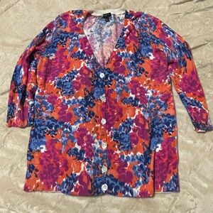Talbots Floral Button Cardigan | size Lp | cotton blend